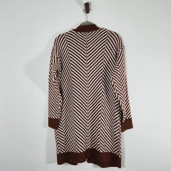 Fortune + Ivy Brown White Cardigan Sweater Size Small NWOT Brown Open Cardigan - Picture 5 of 11
